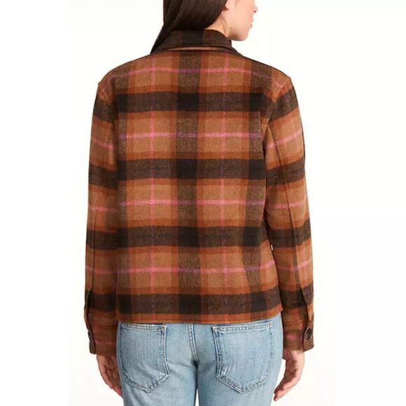 BB Dakota by Steve Madden Boxy Shacket in Cashew Plaid | Size XS - Picture 2 of 9
